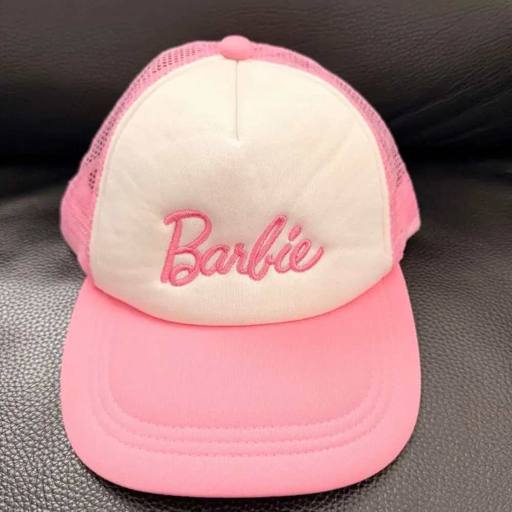 Barbie Trucker Hat Mesh Back Pink & White Adult Size New